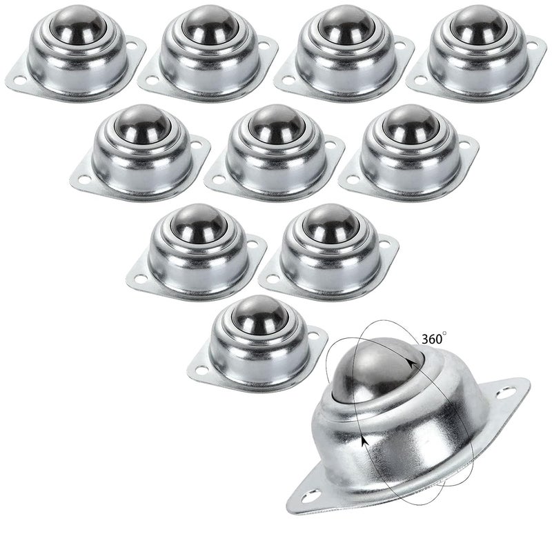HNBun 16Pcs 1” Roller Ball Transfer Bearings, 360º Rotation Universal Ball Casters, 400Lbs Carbon Steel Round Ball Transfer Unit for Conveyor, Roller Stand, Transmission, Furniture - Image 1